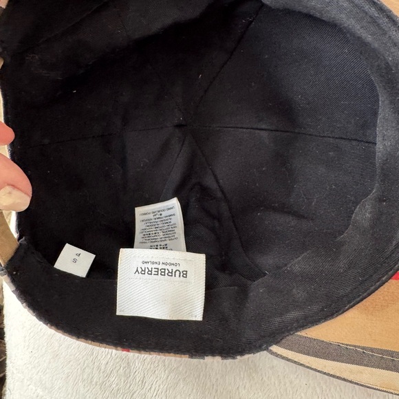 Burberry Tan Cap with Black and Red Accents
